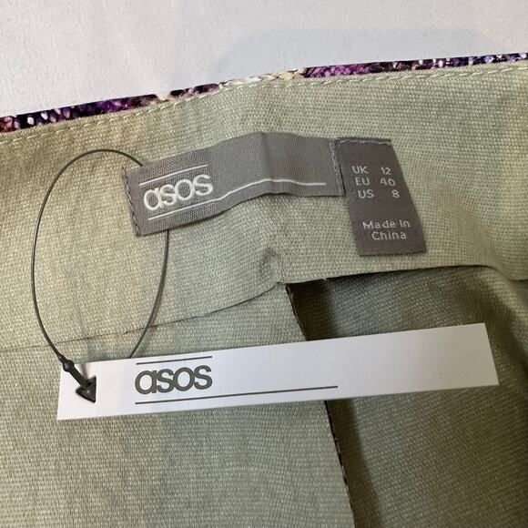 Asos Purple Snakeskin-Style Shorts Y2K-Inspired Side Zipper Size 8/Small - Picture 3 of 7